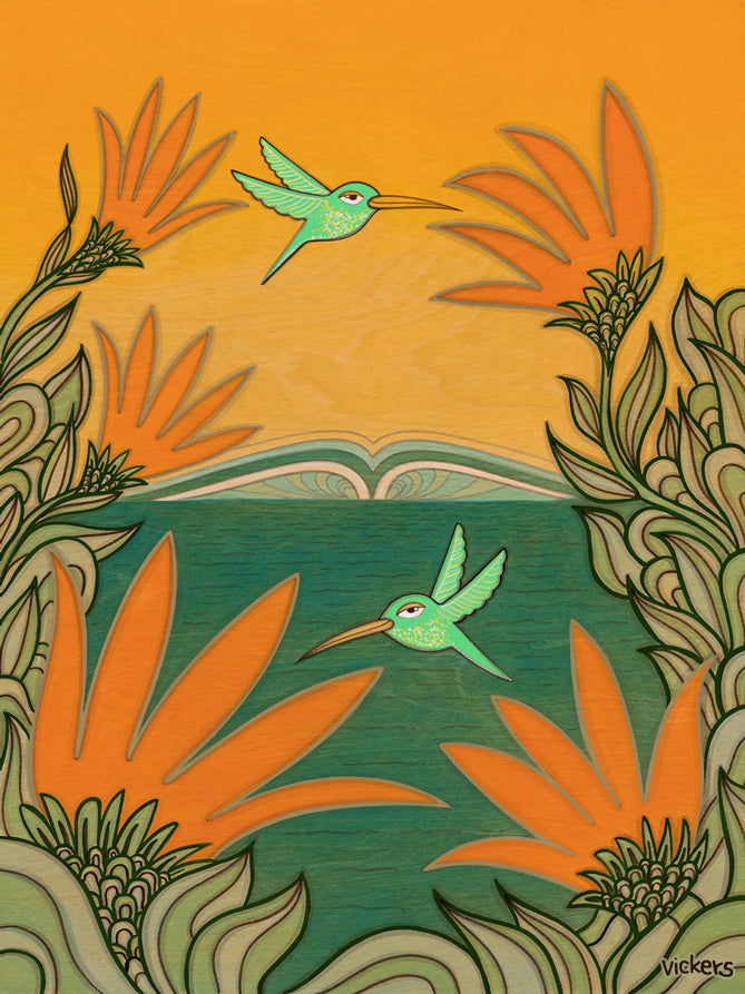 Hummingbirds and Wave • Print