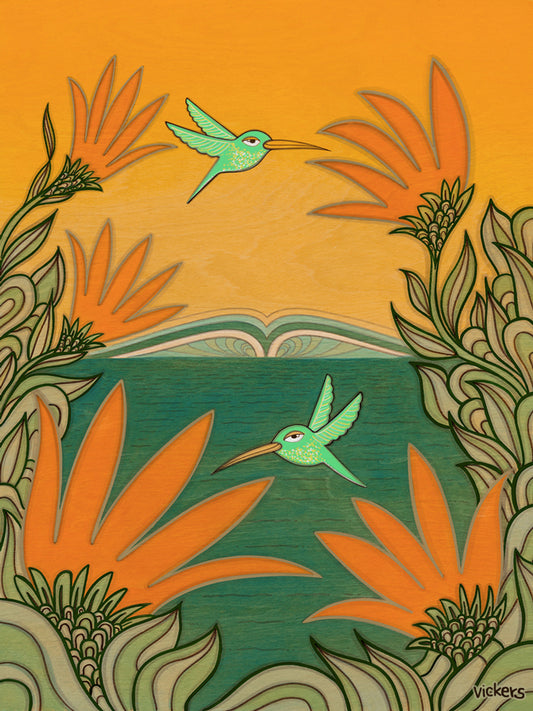 Hummingbirds and Wave • Print